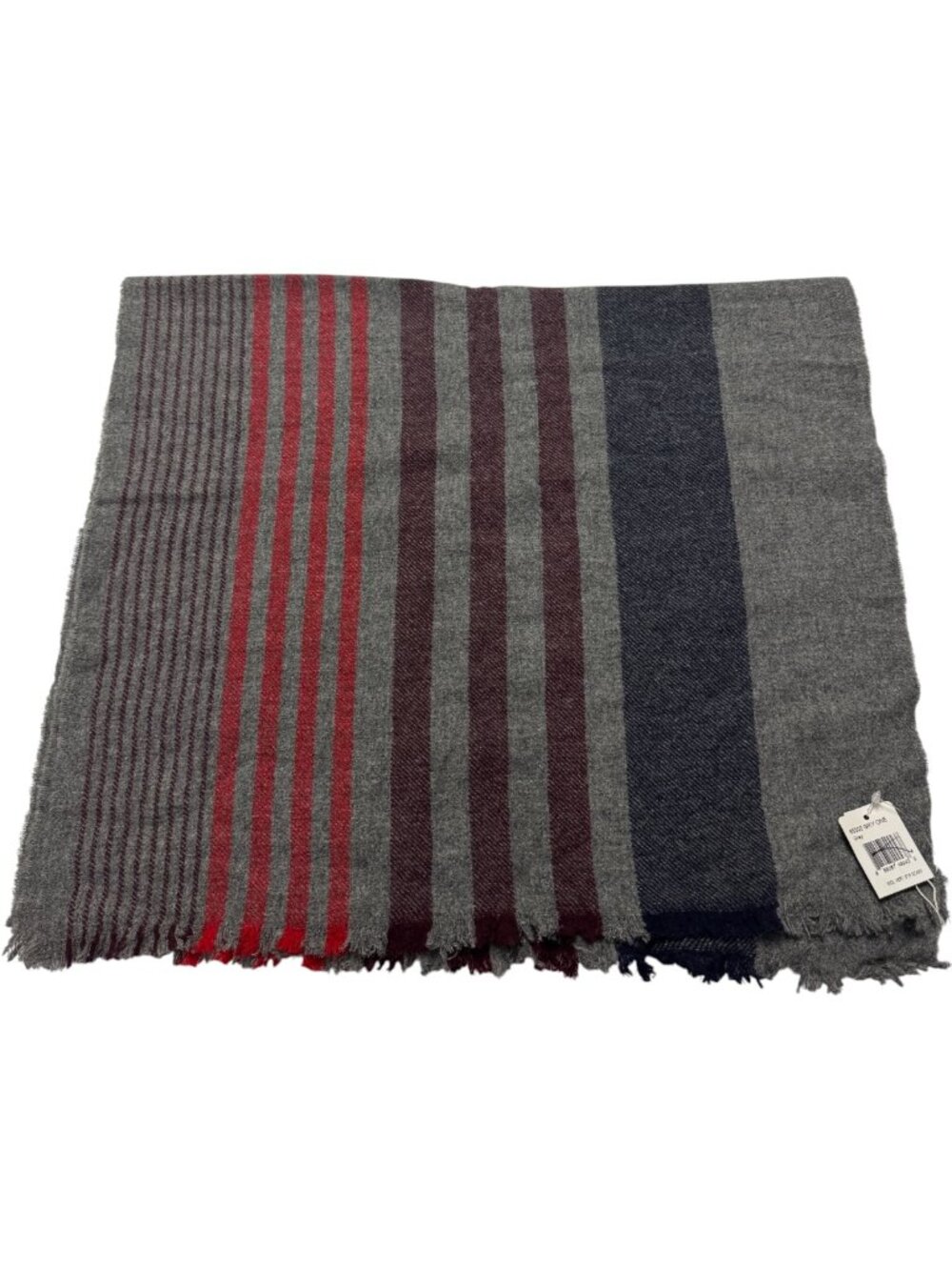 Coach Unisex Variegated Ticking Stripe Gray Scarf Brand New With Tag $98 MSRP